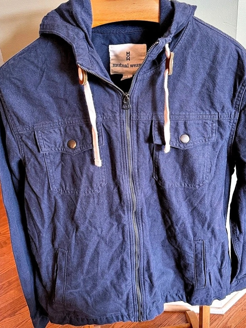 Mutual Weave Men's Navy Blue Utility Hooded Shirt Jacket